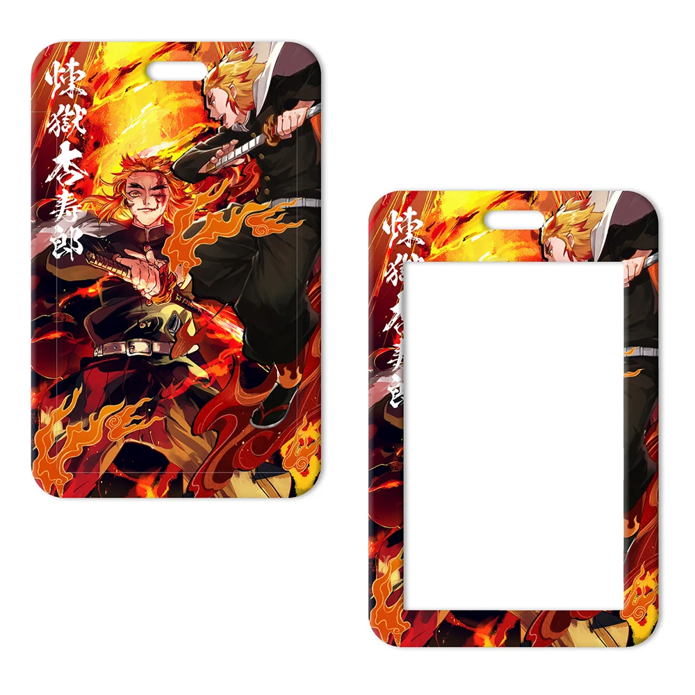 Cartoon Card Set Lanyard Jewelry Boy Rengoku Kyoujurou Agatsuma Zenitsu Kamado Tanjiro Color Relief Neck Strap ABS Card Cover