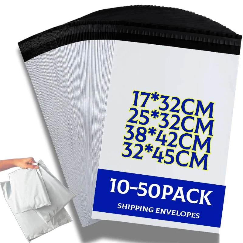 Self Adhesive Seal Poly  Mailers Bulk White Shipping Bags Sealing Envelopes Tear-resistant Postal Mailing Poly Courier Bags