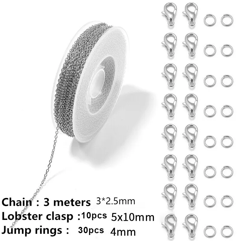 Elegant Cable Link Chains for Jewelry Making - 3m DIY Craft Kit for Necklaces, Earrings & Bracelets