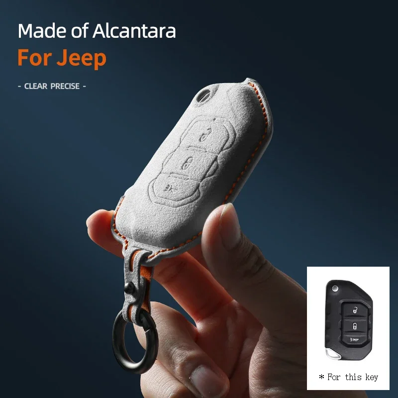 

For Jeep Gladiator JT Sahara JLU Wrangler JL Rubicon Flip Remote Alcantara Car Key Case Sude Cover keychain accessories shell