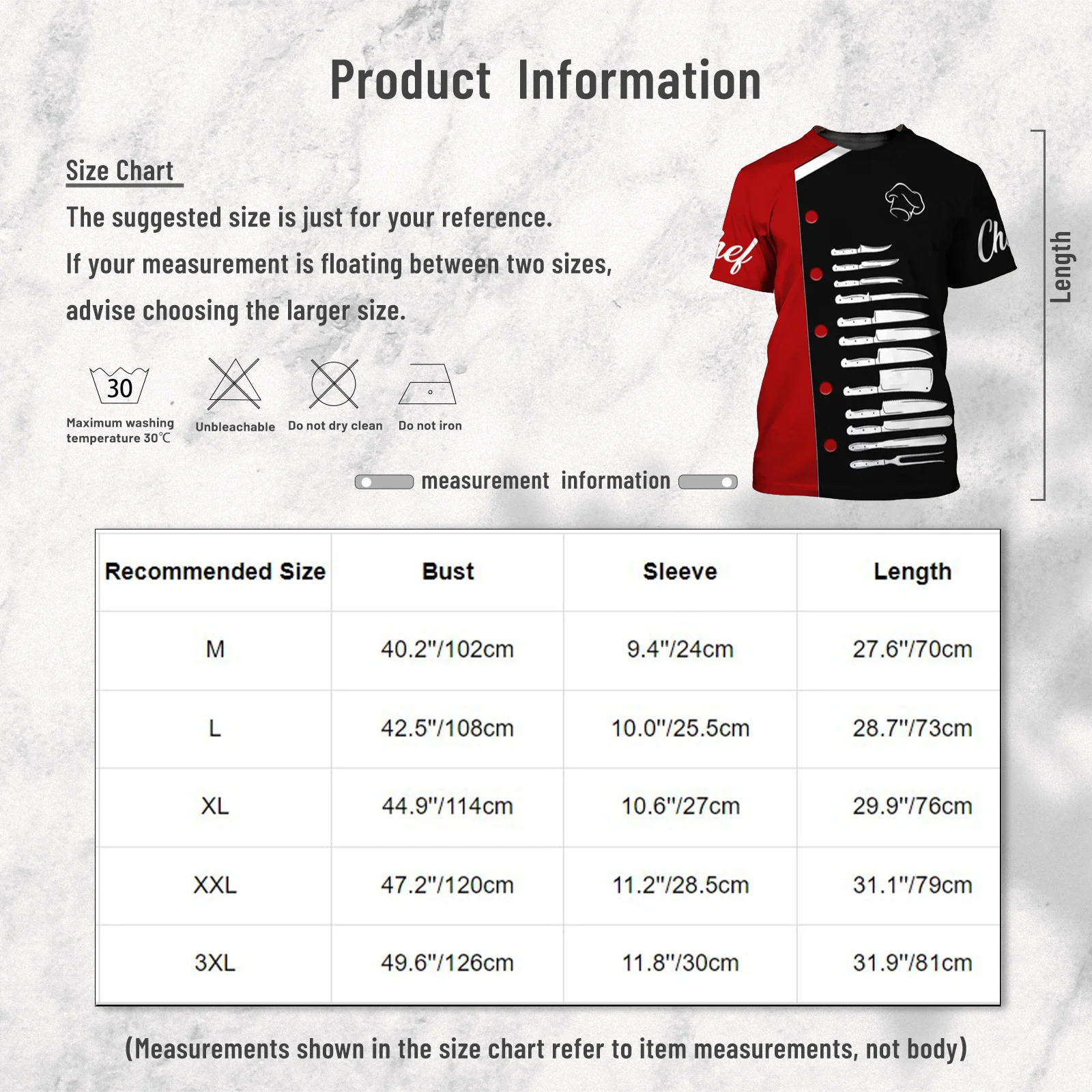 Unisex Chef Jacket Men Women Chef T-Shirt Short Sleeve Shirt with 3D Print Chef\'s Jacket Uniform Printed Tee Top Chef Undershirt