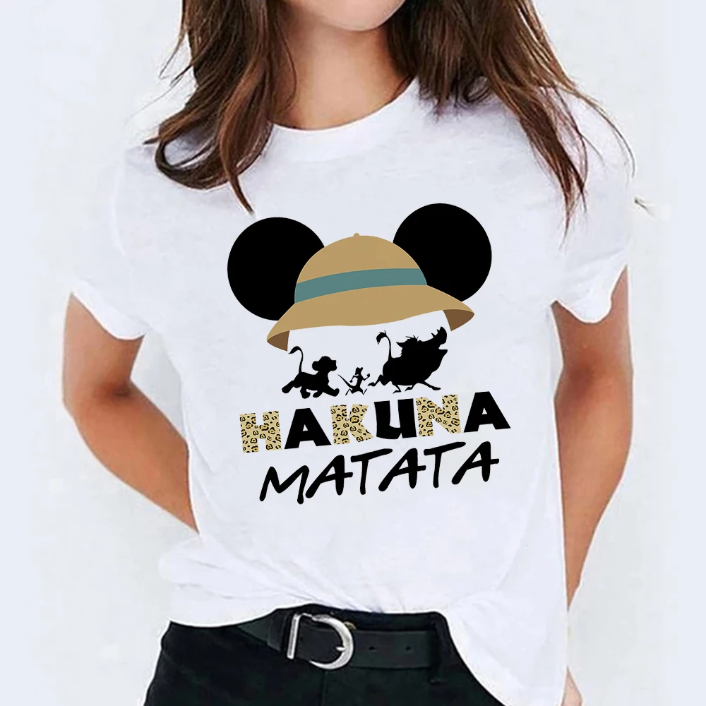 

Disney The Lion King Animal Kingdom T Shirt Women Hakuna Matata Summer Vacation Casual Clothes Mickey Minnie Harajuku T-shirt