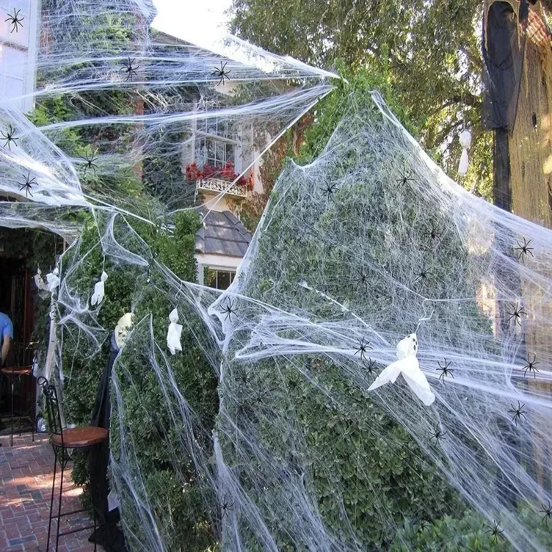 Halloween Spider Web DIY Decor Super Stretch Cobwebs with Fake Spiders Scary Party DIY Decoration for Home Haunted House