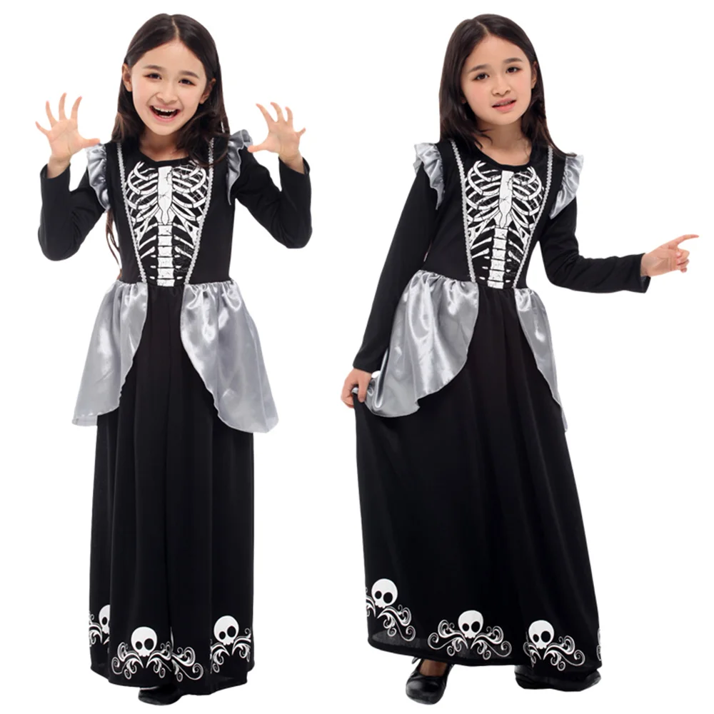 

Children Costumes Masquerade Girl Skull Skeleton Ghost Christmas Party Clothes Horror Bodysuit