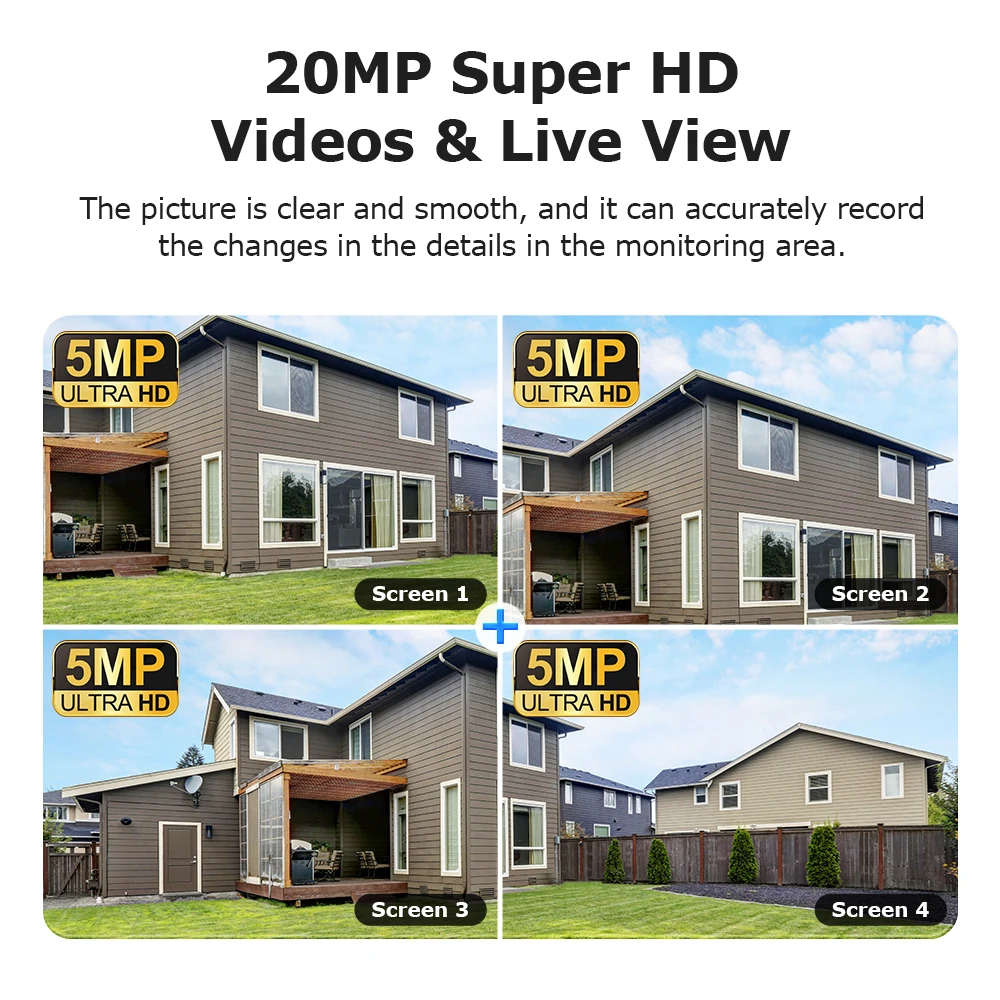 시우지아 20MP 10배줌 카메라 솔라 4G SIM 5렌즈 4스크린 보안 보호 360 ° 자동 추적 홈 감시 시스템