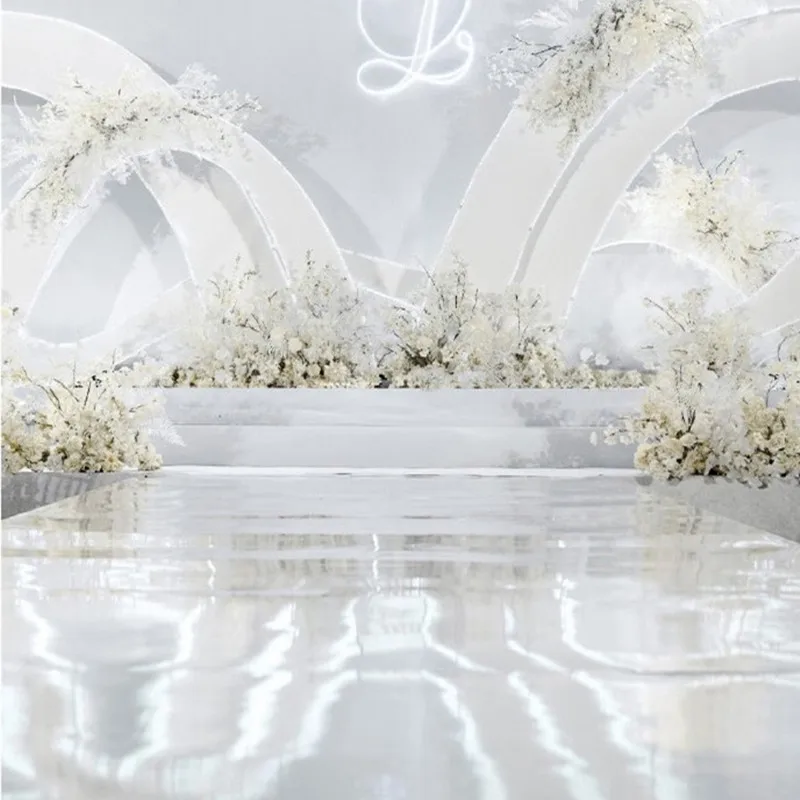 Luxurious Arrival White Themes Wedding Centerpieces Mirror Carpet Aisle Runner 1m 1.2m 1.5m 2m Wide For Party Stage Decorations