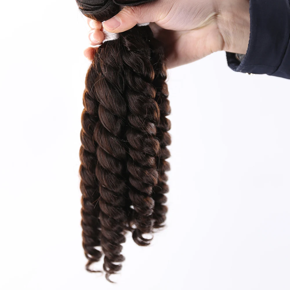 Funmi Curly Synthetic Hair Weave Bundles X-TRESS Black Color 4 Bundles 16-18 Inch Hair Extensions Short Curly Weave for Women