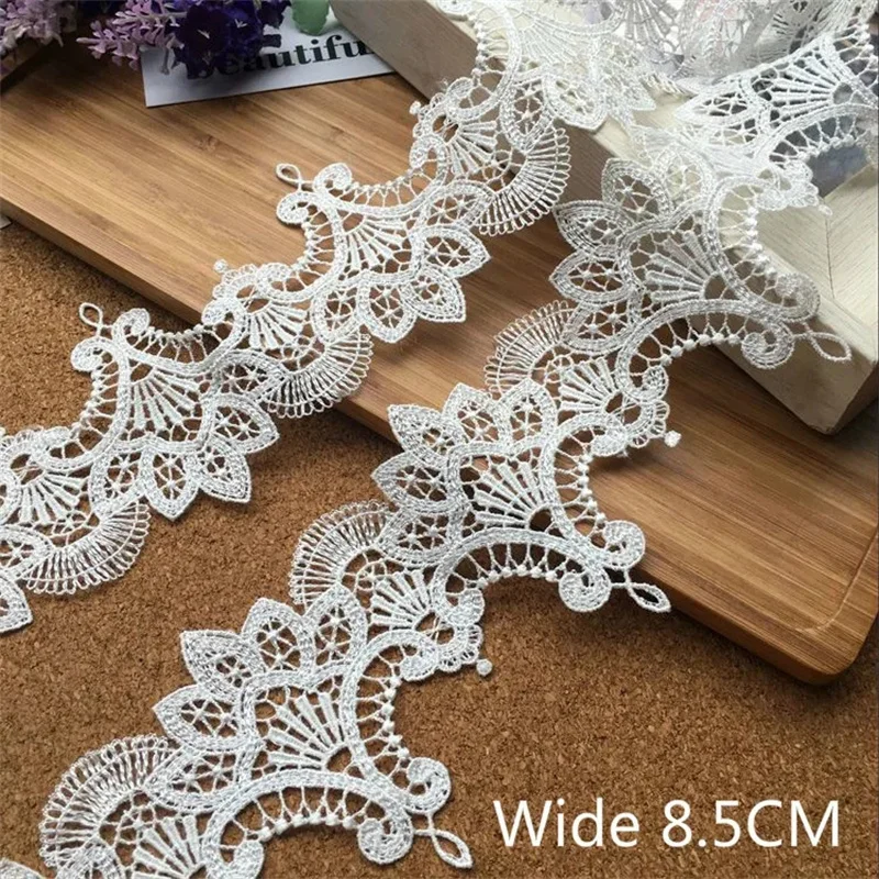 8.5CM Wide Water Soluble Lace Embroidered Ribbons Collar Applique Trim Curtains Dress DIY Sewing Supplies Lace Ribbon