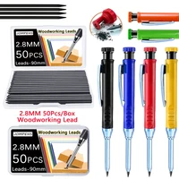2.8mm Solid Carpenter Pencil Set With 50pcs Leads, Deep Hole Woodworking Mechanical Pencil Marking for Woodworking Construction 1