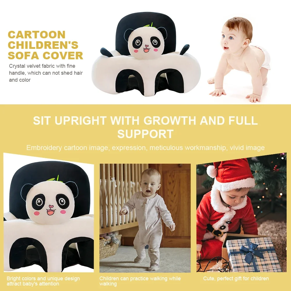 Cute Cartoon Animal Infant Sitting Chair Cover Safety Soft Plush Baby Sofa Seat Case Learning To Sit for Toddlers Without Filler