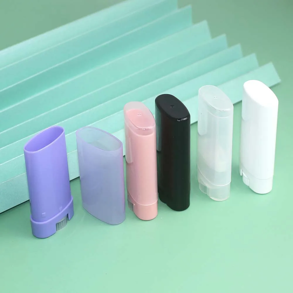 

10pcs/lot About 15g Portable Deodorant Containers Clear White Lipstick Lip Tube Plastic Empty Diy Oval Lip Balm Tubes