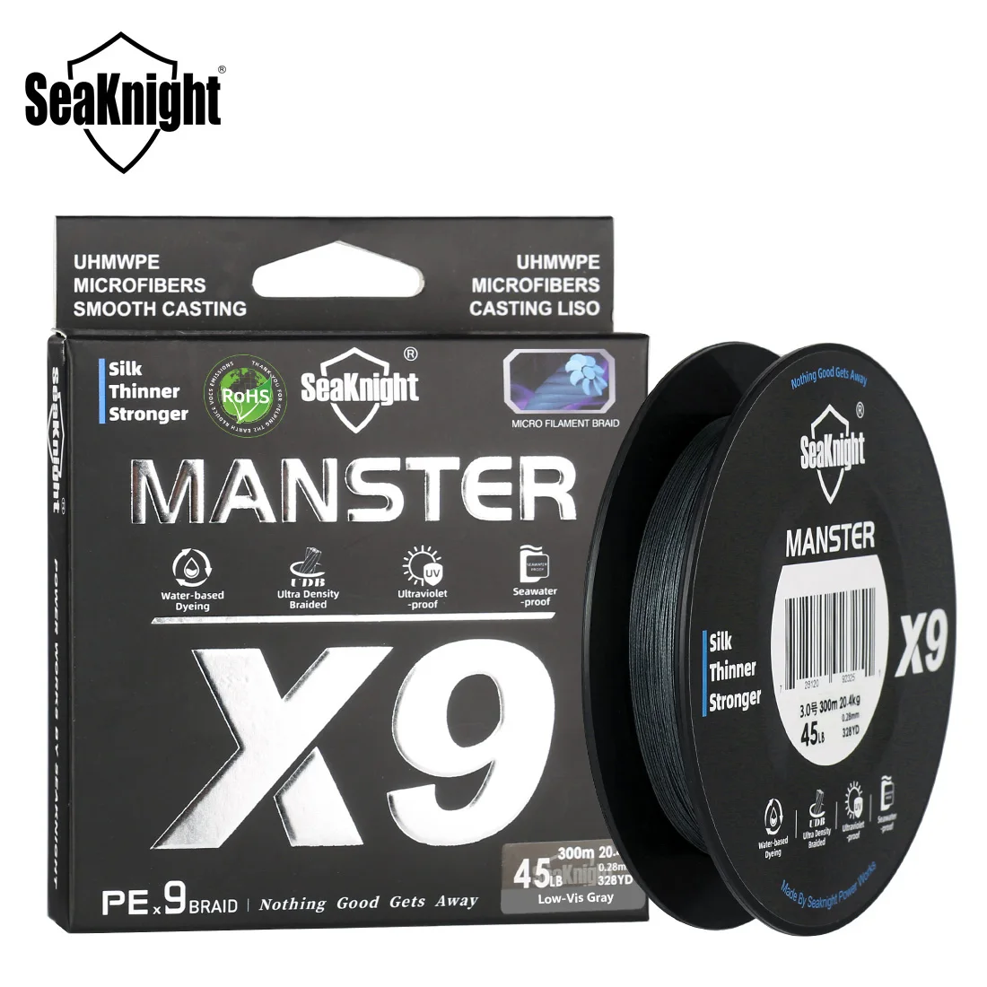 Ligne de pêche SeaKnight X9 500m 9 brins ultra lisse pour lancers longs mer 17LB-80LB nouvelle génération