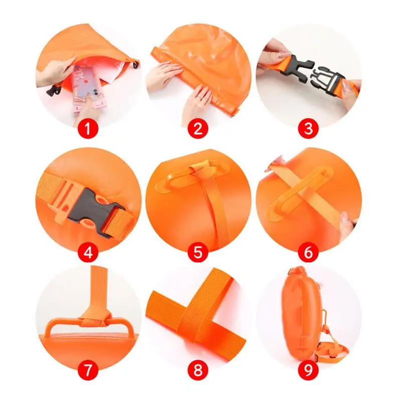 Swimming Buoy Swim Float Buoy Adjustable Open Water Swim Buoy Safe Inflatable Training Bag For Swimming Water Sport Storage Safety Bag