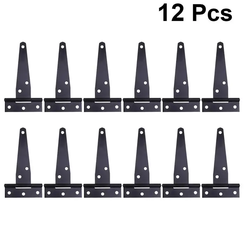 12Pcs Hinges Wooden Doors 4Inches T Shaped Rustproof Iron Light Duty Shed Hinge Wall Mounted Shelves Strap Hinge Door Wall stainless steel hinges,door hinges,plastic hinges,nylon hinges
