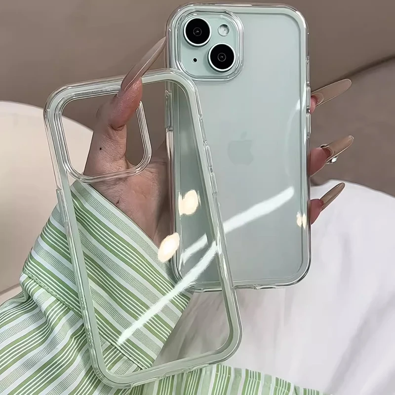 Luxury Transparent Candy Color Shockproof Phone Case with Soft Bumper Cover