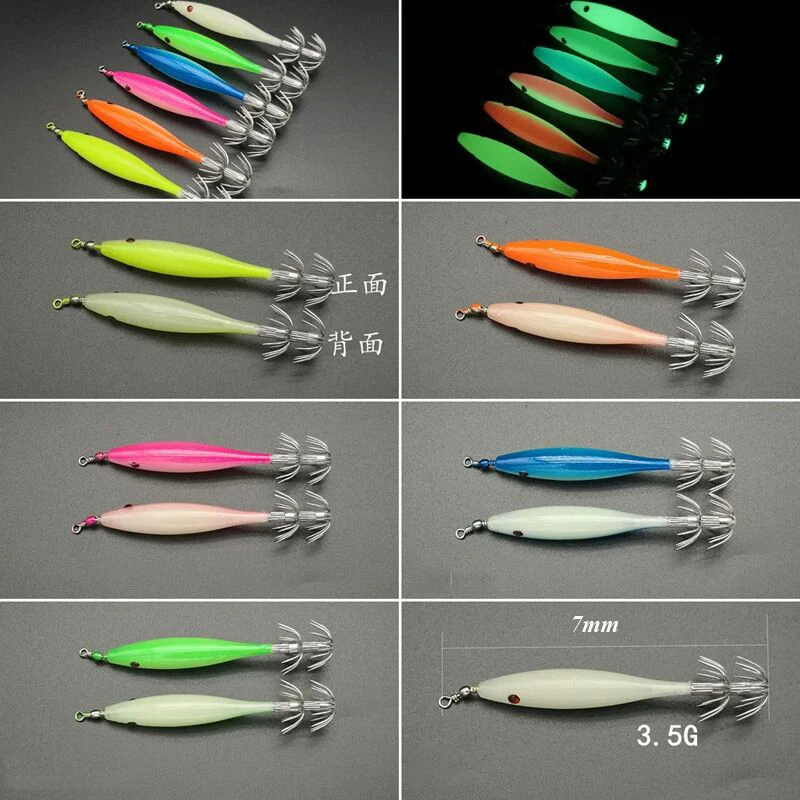 Description Picture 6 of item5pcs/bag  Luminous Squid Hook 7cm Glow Squid Jigs Hook Cuttlefish Fishing Hook Small Sea Fishing Lures pesca Fishing Bait