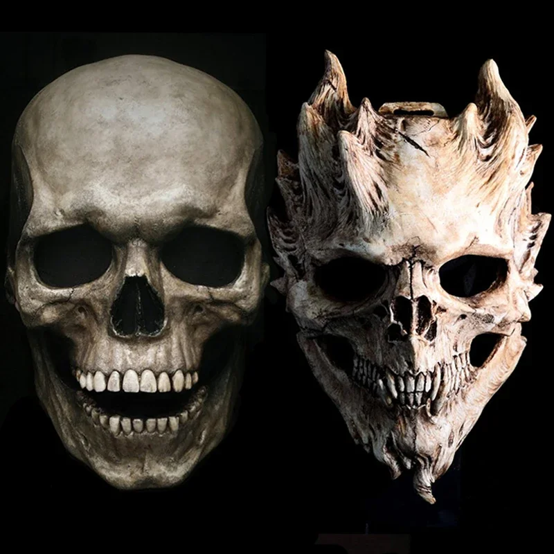 

2023 Halloween Mask Full Face Skull Masks Latex Head Cover Horror Skeleton Helmet Halloween Carnival Cosplay Party Decor Props