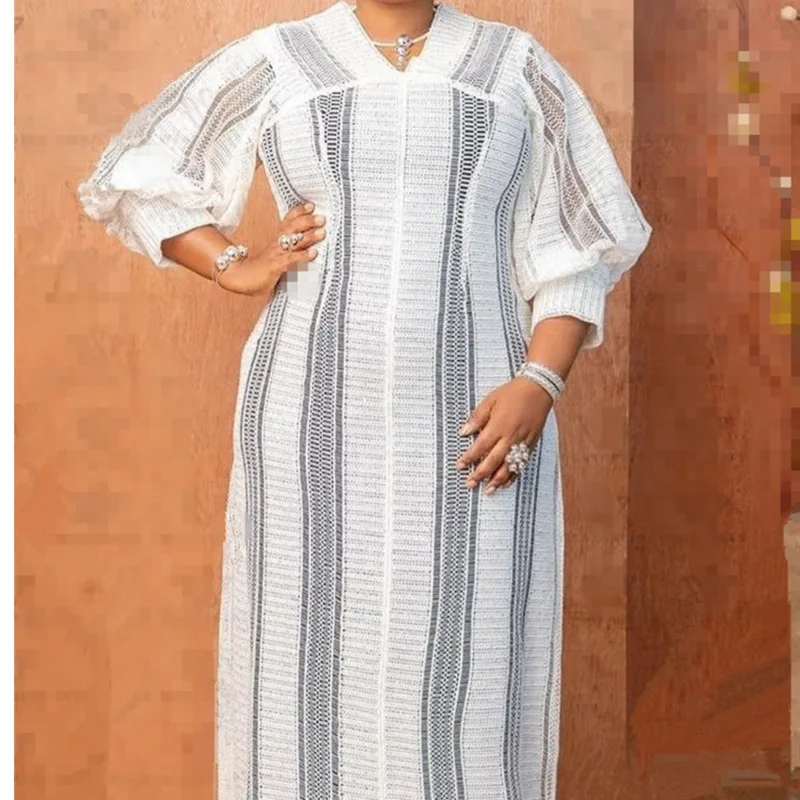 

Женское платье, новинка, женское платье большого размера с V-образным вырезом, Сетчатое свободное облегающее женское платье, длинная юбка, прозрачные современные африканские платья