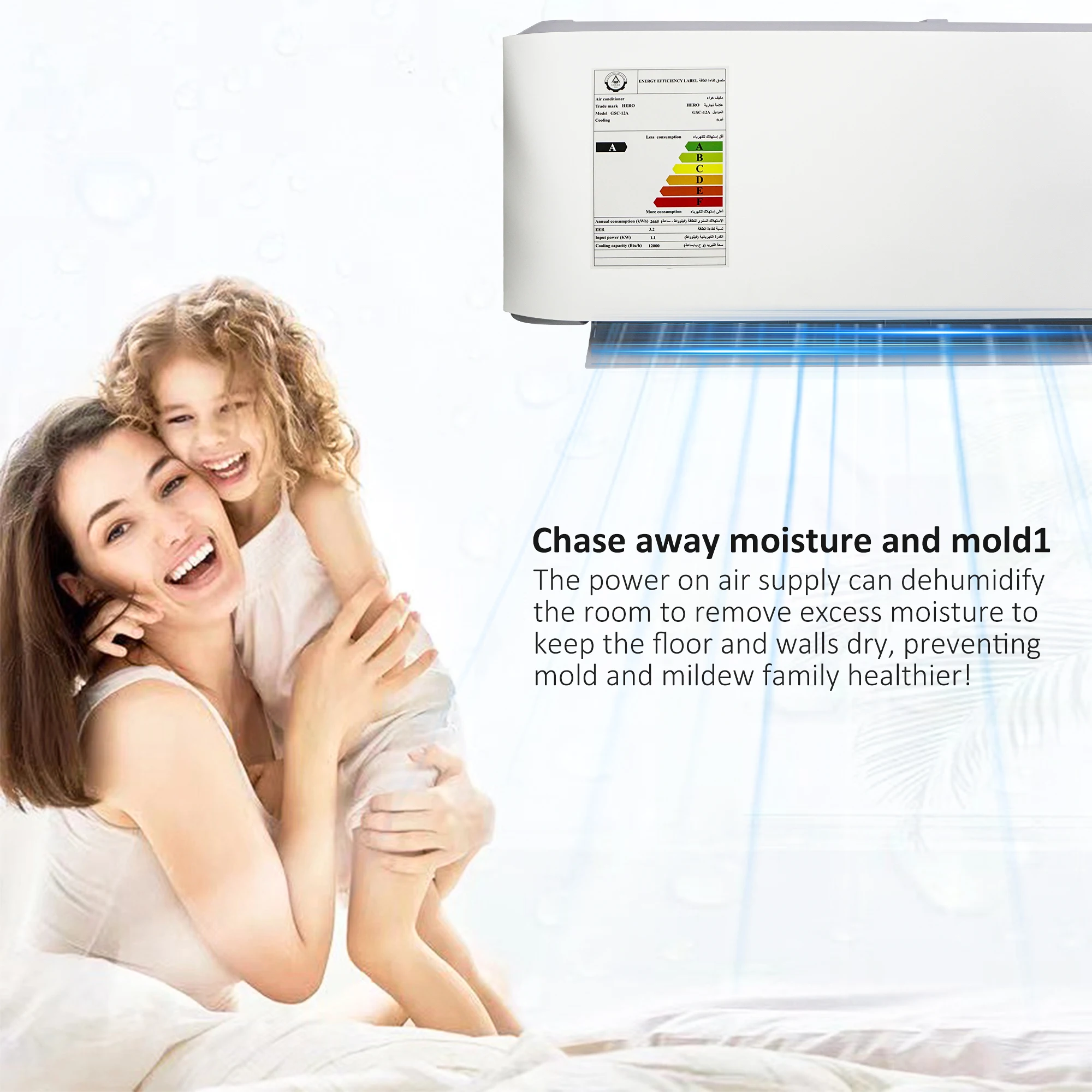 T3 Tropical Air Conditioner 12000BTU Dual-purpose Bedroom Air Conditioner Wall Mounted Middle East Air Conditioner 5