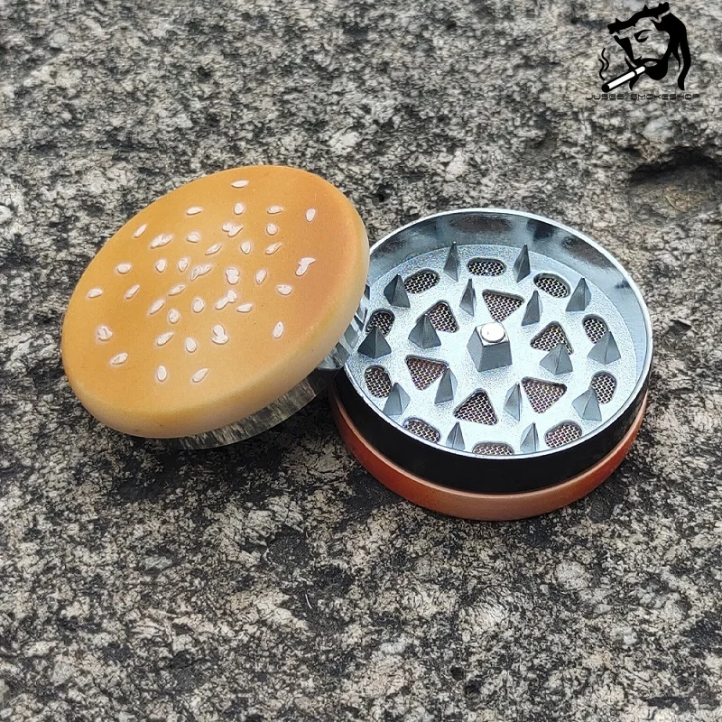 Hamburg & Biscuit Shape Metal Dry Herb Grinder 55mm 3 Layers Tabacco Herb Crusher Dried Flowers Herbs Home Gift for Men
