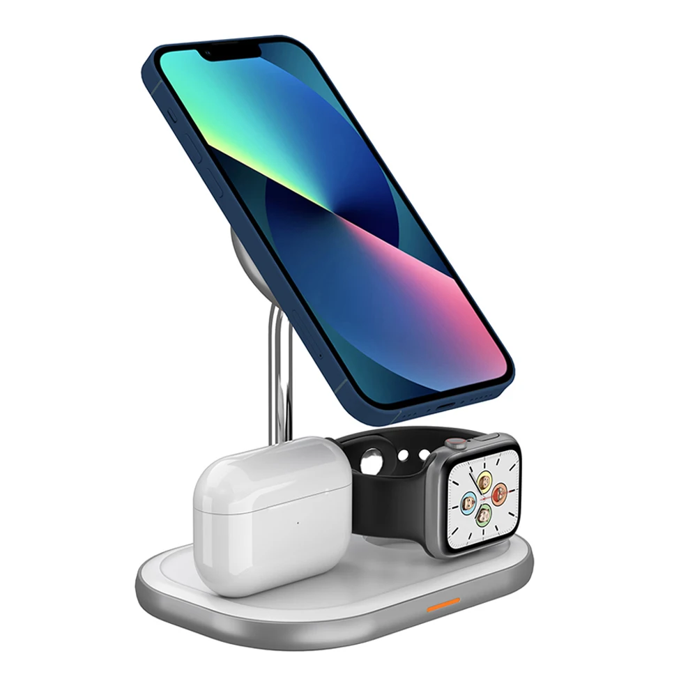 

Магнитная Беспроводная зарядная подставка для iPhone 12 Pro Max 13 Mini 11Pro XS Max Apple Watch AirPods Pro быстрая Беспроводная зарядная док-станция