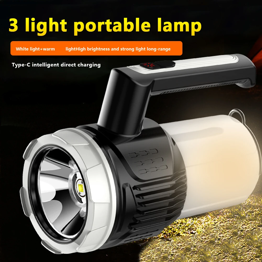 

3.7w LED Flashlight With Handle 1000LM Super Bright USB Rechargeable Work Lights Power Bank For Camping Emergencies Hiking
