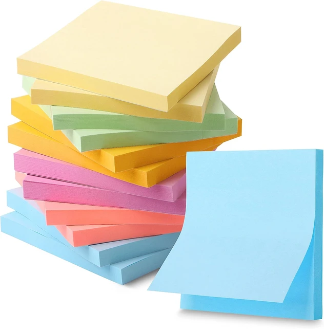 Sticky Notes, 3”x3”, 100 sheets/Pad, Pastel Sticky Notes, Self