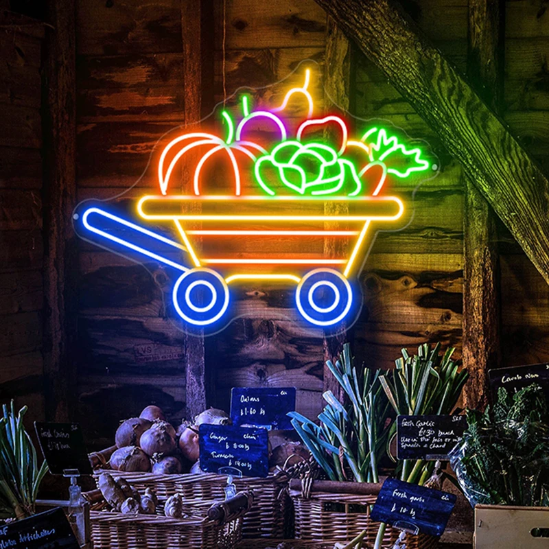 

Vegetable Cart Neon Signs Autumn Fall Decor Led Neon Sign Living Room Wall Decoration Custom Thanks Giving Festival Neon Light