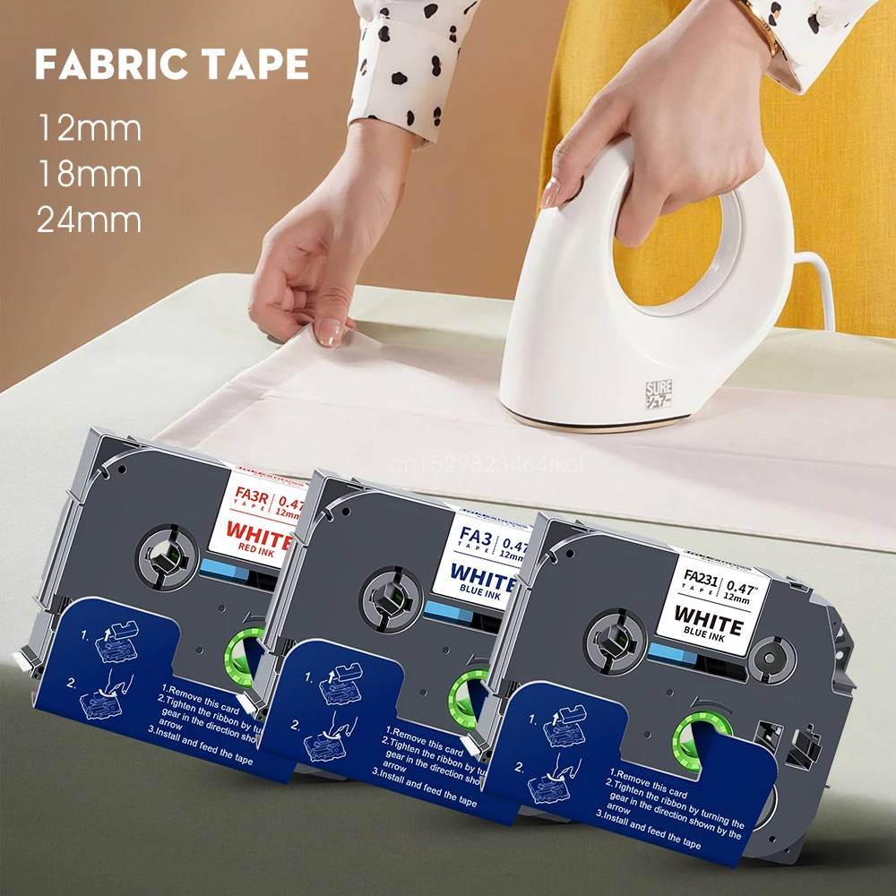 White Iron-On Fabric Tape for Labeling Clothes 12-24mm