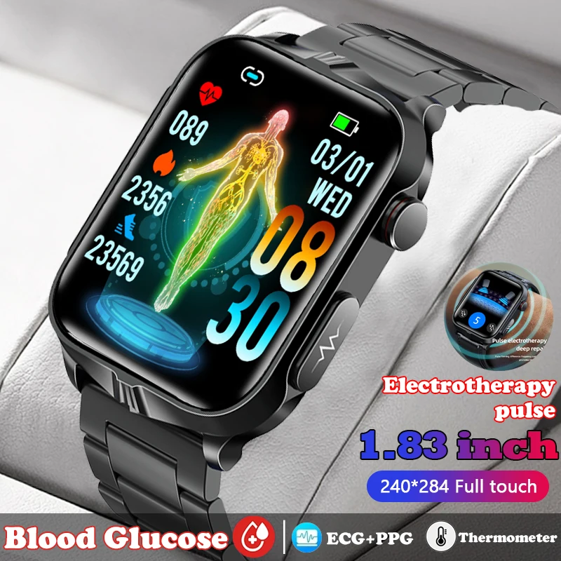 

New ECG+PPG Pulse Electrotherapy Non invasive Blood Sugar Men Smart Watch Laser Treatment Health Blood Pressure Sport Smartwatch