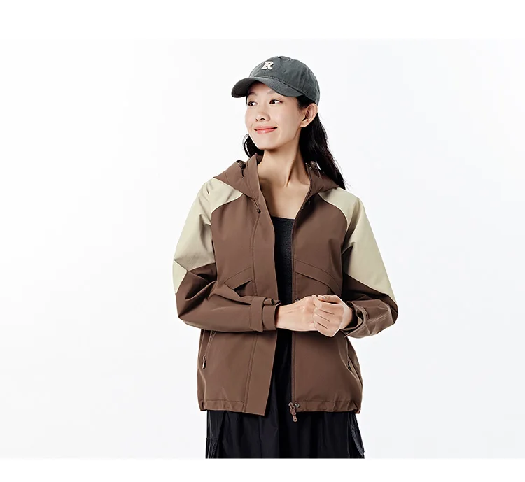 Jacket Women Mid-Length Jacket Sleeves Loose-Fit Waterproof Oil-Resistant Stain-Resistant New Autumn Hooded Jacket