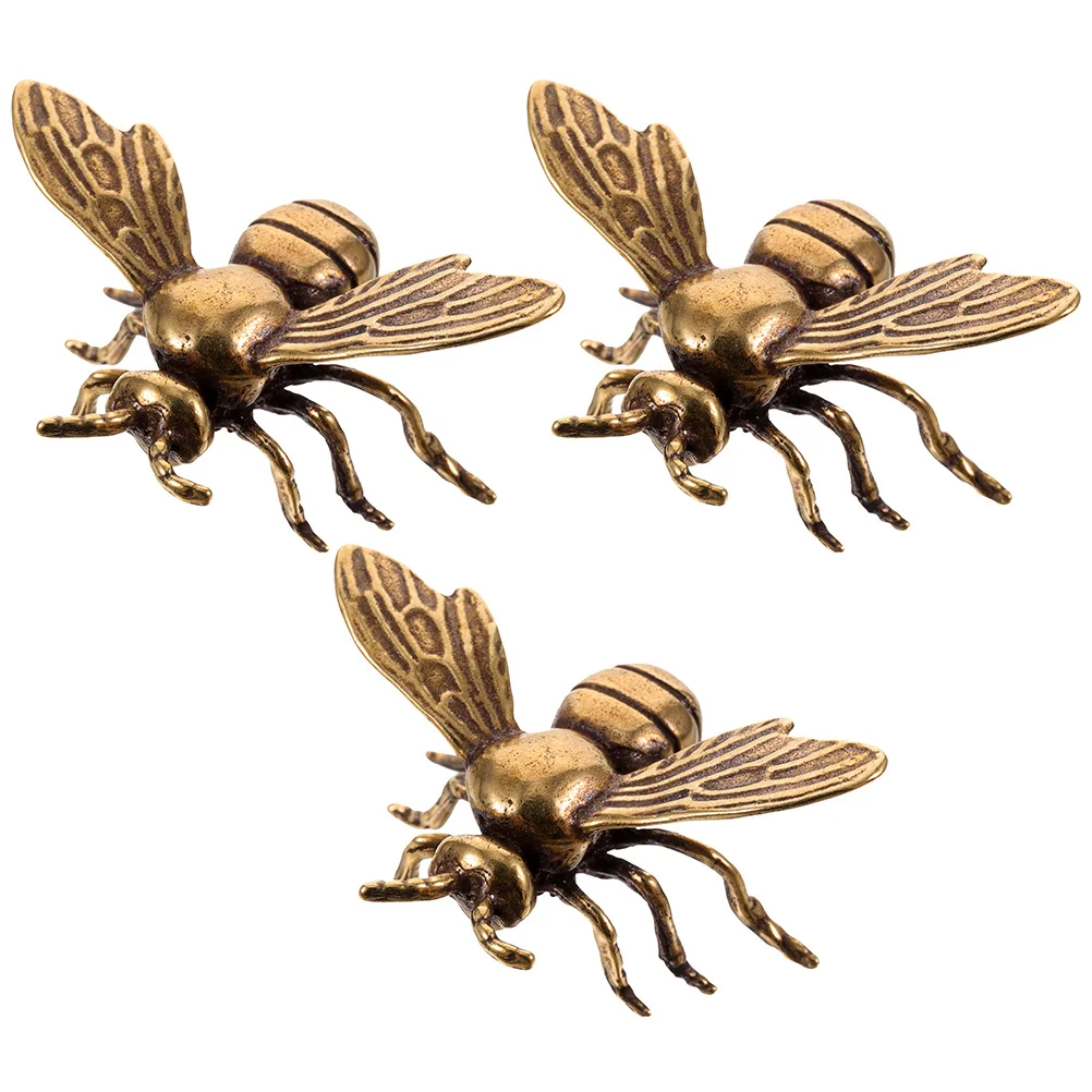 

Brass Bee Figurines Mini Retro Bee Statues Golden Vintage Bee Sculpture Feng Shui Animal Ornament Insects