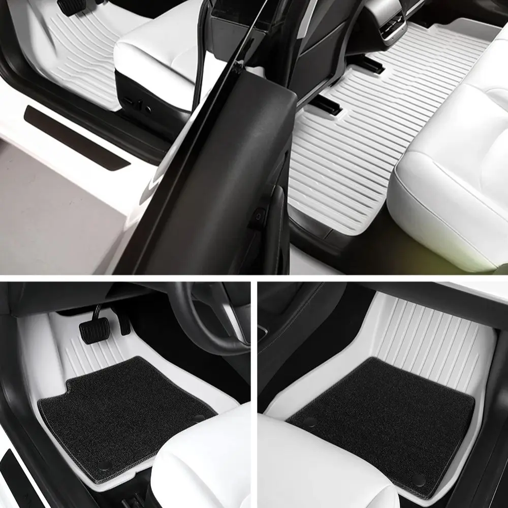 YZ Tesla Model Y 3 Floor TPE Mat Trunk White Luggage Mat LHD 2021 to 2023 Left Rudder Waterproof Non-Slip Carpet Floor Liner