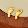 2024 Delicate Cute Earrings Heart Crown Feet Hand Of Fatima Stud Ear For Girl Baby 14K Gold Plated Stainless Steel Jewelry Gifts 3
