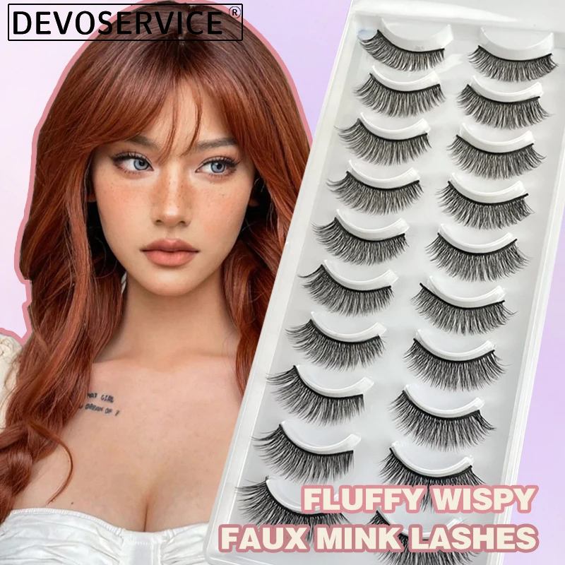 

False Eyelashes Natural Full Stripe Lashes 10 Pairs Soft Fluffy 3D Faux Mink Lashes Volume Sexy Fake Eyelash Maquiagem Pestañas