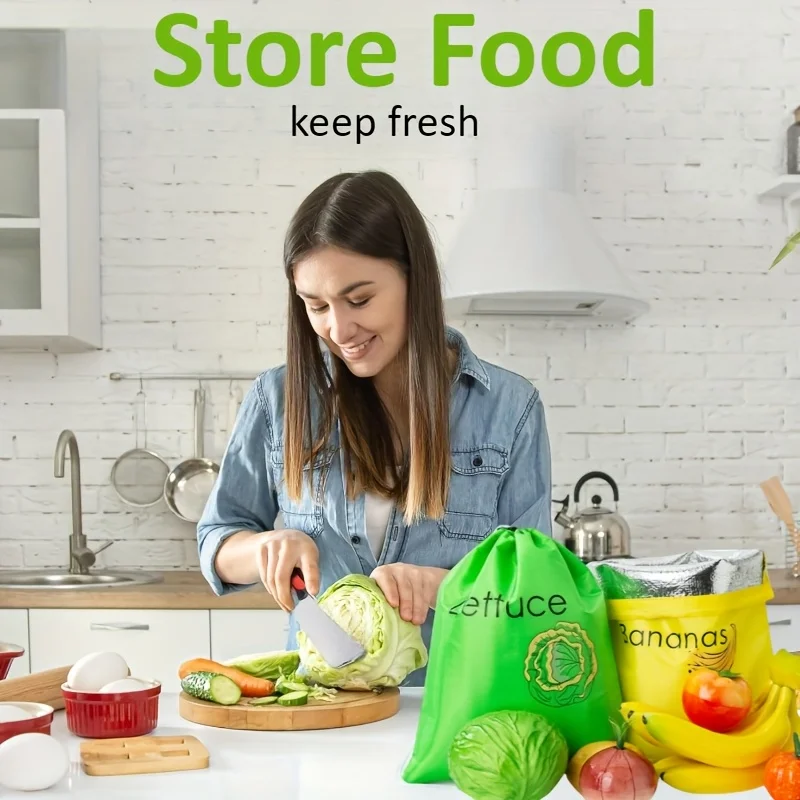 Premium Reusable Insulated Produce Storage Bags - Shockproof, Fresh-Keeping, and Lightweight