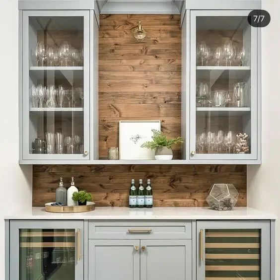 Bar Wine Cabinet Storage Cabinet LED Light Glass Door