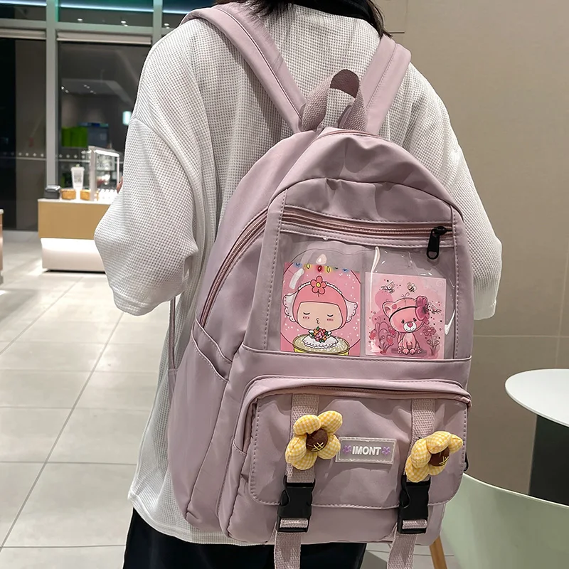 Fashion Girl Waterproof Transparent School Bag Trendy Female Kawaii College Backpack Women Laptop Book Bags Lady Backpack Travel