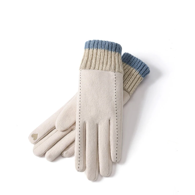 Gloves Women Winter Autumn Warm Wool Knit Fleece Lining Sports Skiing Accessory For Outdoor