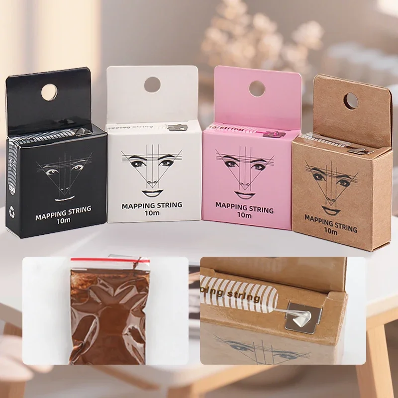 4 Colors Eyebrow Tattoo Thread Marker Thread Ruler Auxiliary Line Drawing with Ink Positioning Mapping Line Box Brows Tools