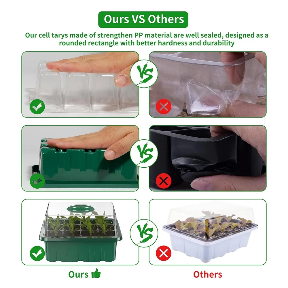 Plastic Nursery Pot 12 Hole Seedling Trays Plant Flower Grow Box Propagation Gardening Grow Starting Germination Box 4/5/6PCS