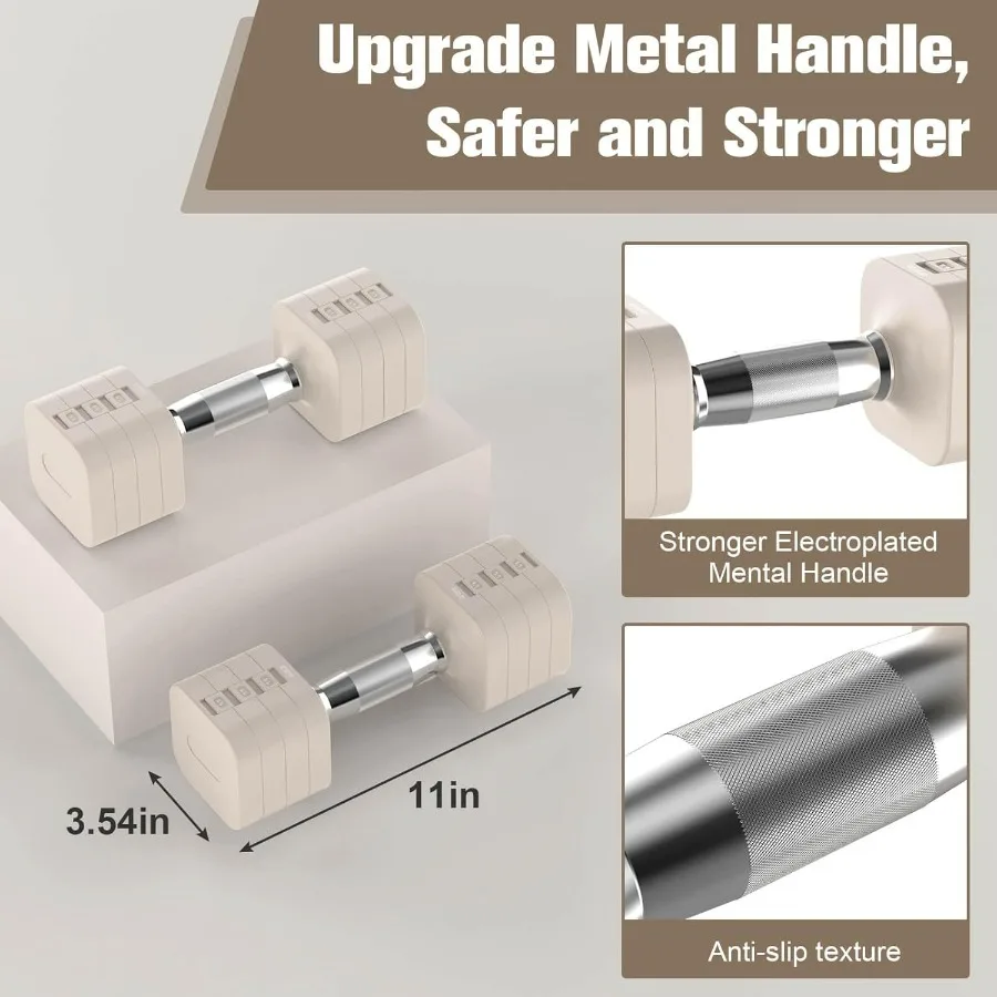 22LBS Adjustable Dumbbells Set, Adjustable Weight Dumbbells with 4 Levels 4.4lb, 6.6lb, 8.8lb, 11lb, Hand Weights Sets for Women