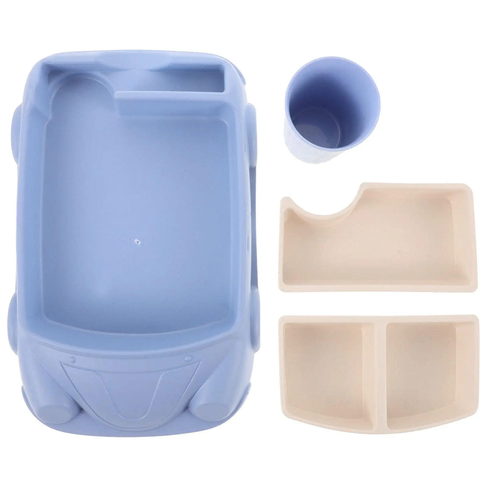 Baby Dishes Separate Plates Food Tray with Water Cup Car for Kids Car-shaped Dinner Fruit Platter Tableware
