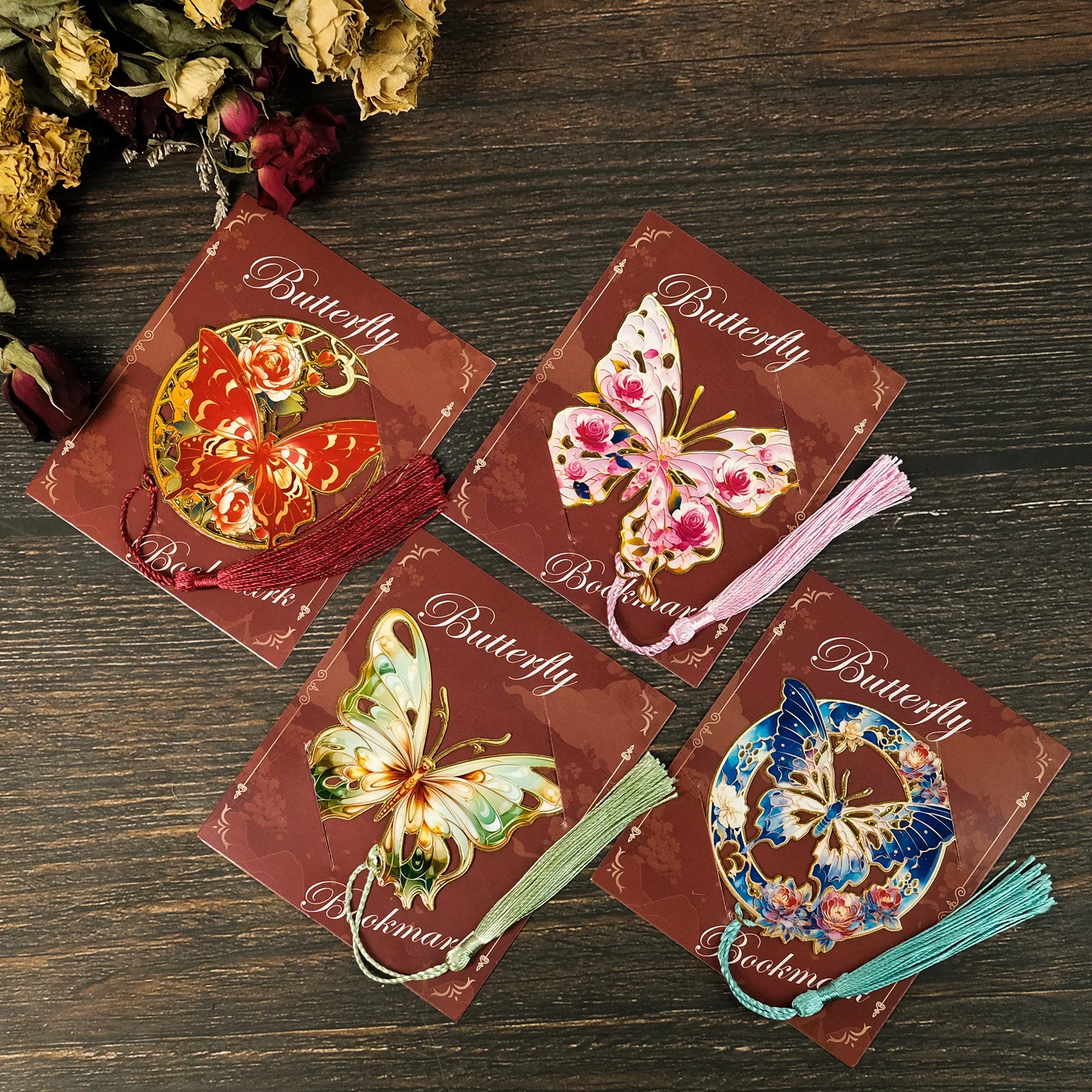 Book Page Clip Colorful Butterfly Painting Metal Bookmark Hollow Metal Book Reading Mark Stationery Gifts