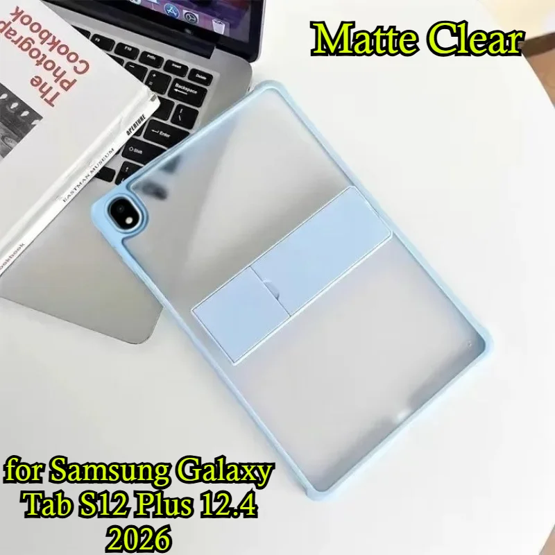 Sleek Matte Clear Tablet Case with PC Bracket - Scratch-Resistant Back Cover