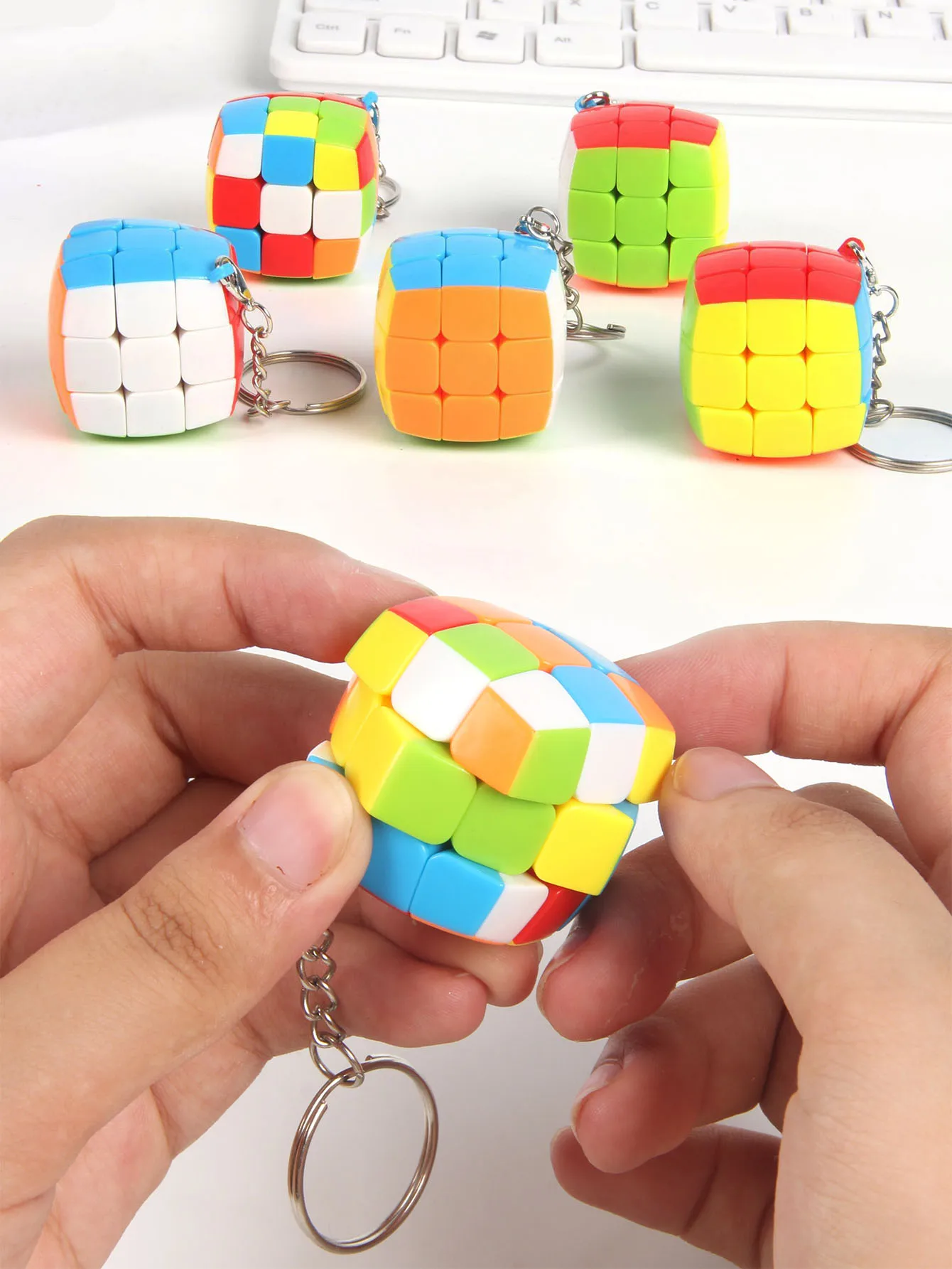 

Mini Fun Puzzle Third Order Colorful Rubik's Cube Keychain Solid Color No Sticker 3.0CM Pendant Fun Full of Fun Small Gifts