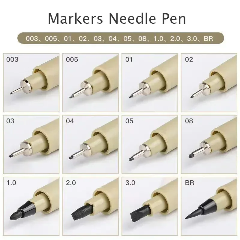 Pen Marker Markers Pen Marker Pens Marker Pen Art Marker Pens Manga Markers Micro Pens Sketching Markers Art Markers Drawing Pen Art cartoon Outlining Pen Pigment Liner Micron Pen Marker set Hook Line Needle for Sketch Soft Brush Stationery Art Supplies