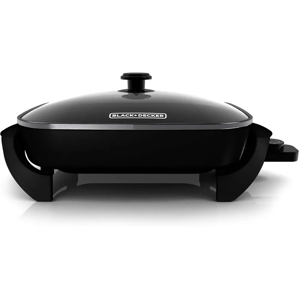 Electric Skillet, Variable Temperature Control, Nonstick Cooking Surface, Dishwasher Safe, Tempered Glass Lid, 12"x15" 2