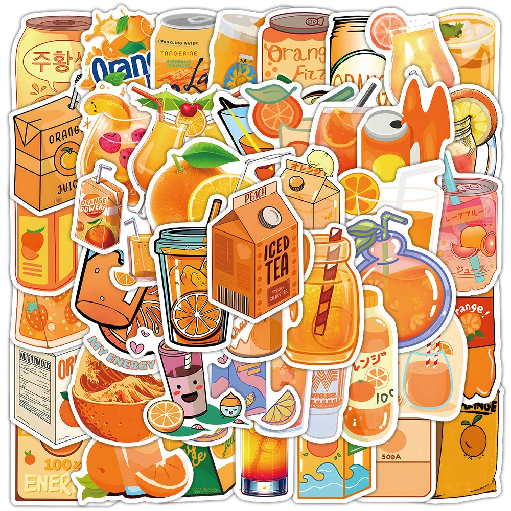 

10/30/50pcs Cute INS Style Orange-Drank Decoration Stickers Decals DIY Guitar Phone Fridge Aesthetic Graffiti Sticker Kids Toys