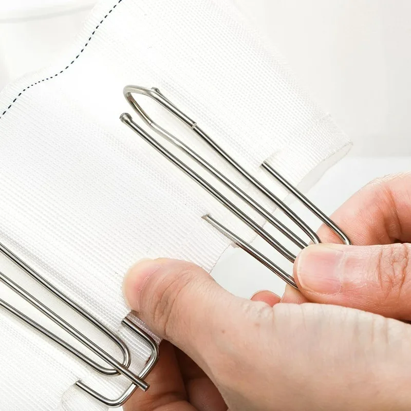 Curtain Pleat Hooks Stainless Steel Hooks 4 Prongs Household Rust-Resistant Pins for Making Pleated Curtains 100/10x